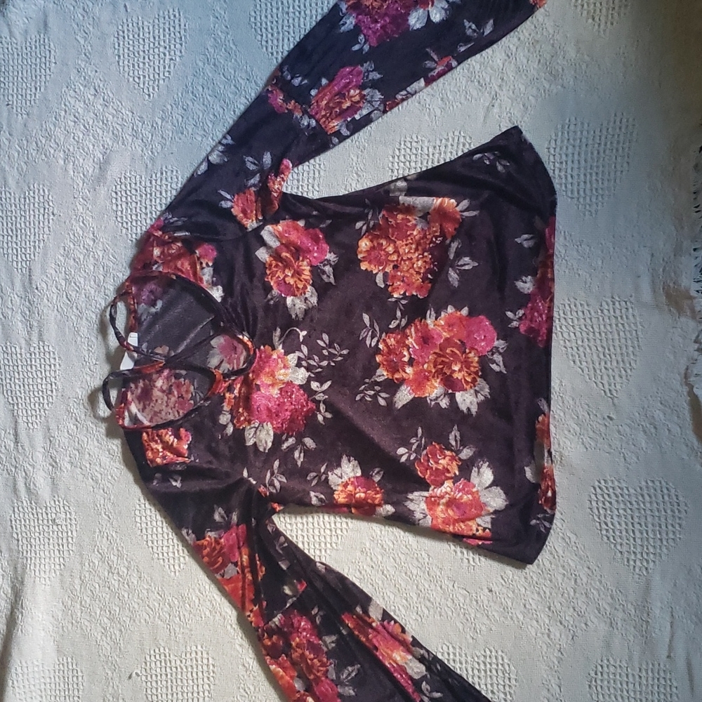 Velvet floral top